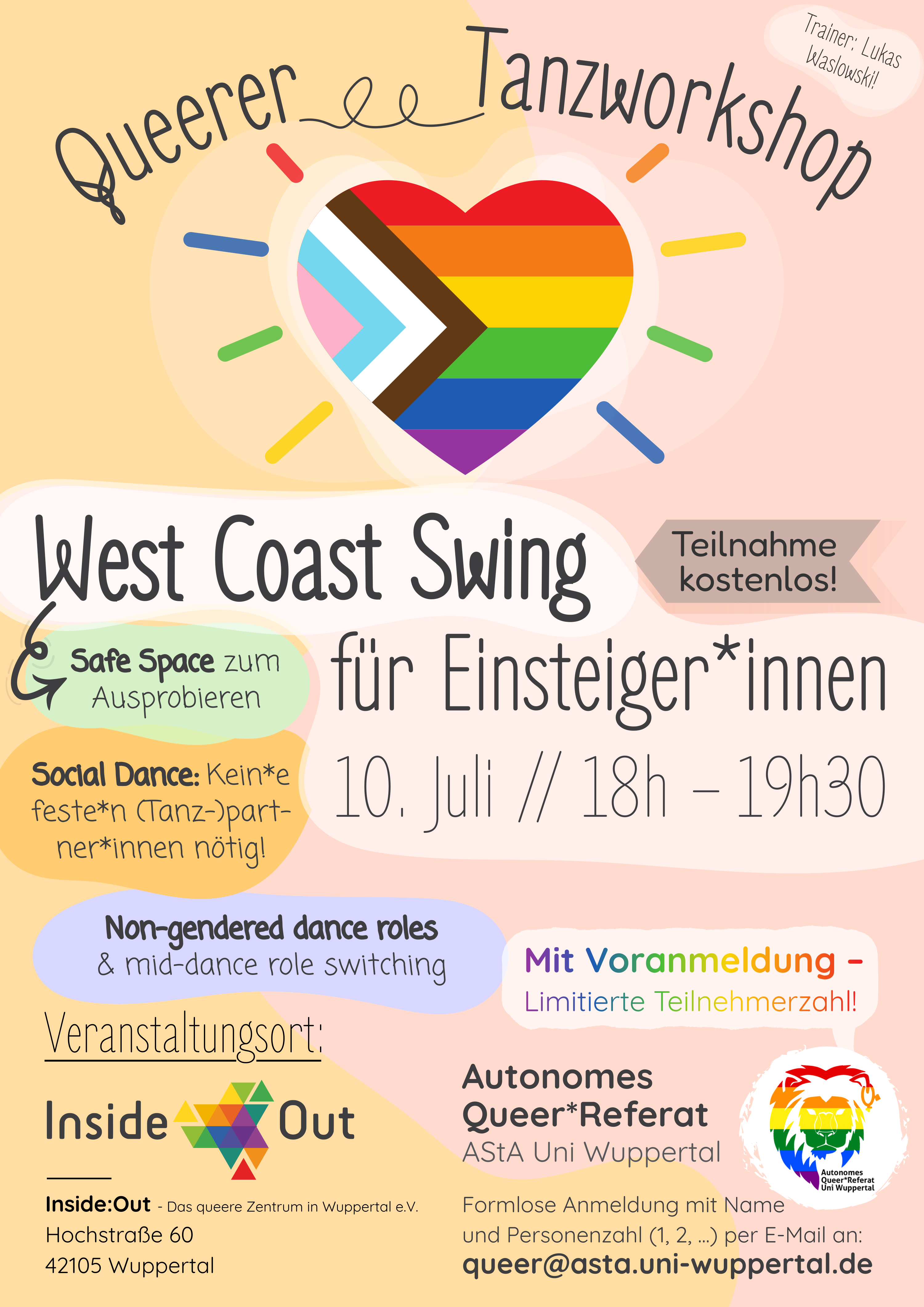 Queerer Tanzworkshop am 10.07.2025 von 18:00 bis 19:30 Uhr